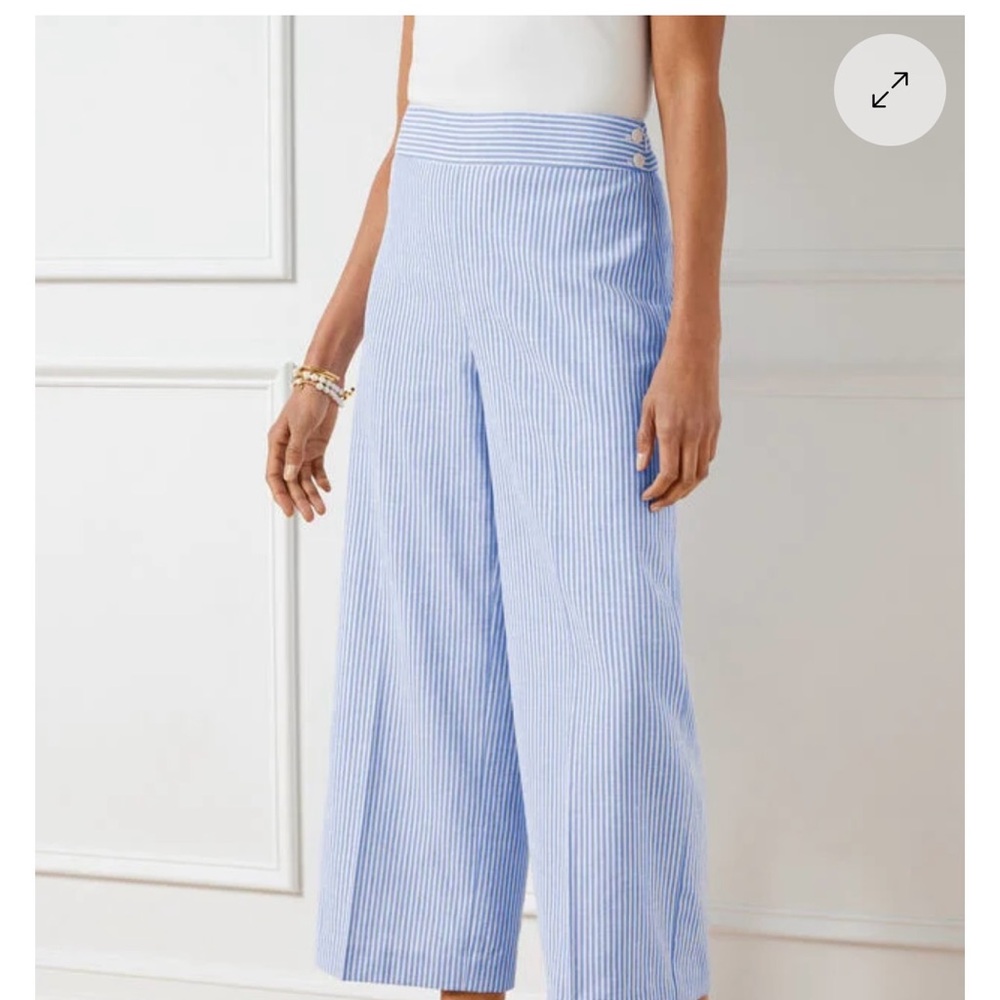 Talbots Blue & White Striped Wide Leg Pants